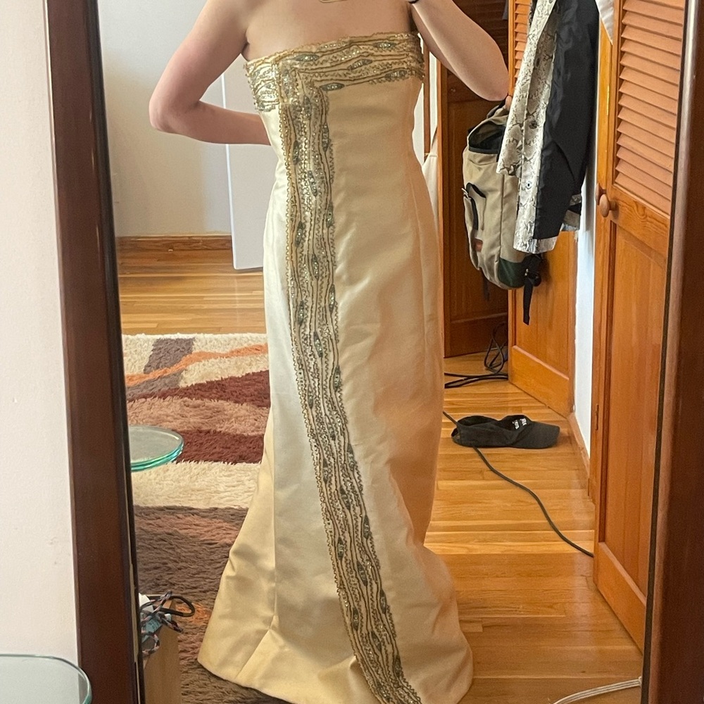 VTG beaded Malcolm Starr Strapless Gown 1960s